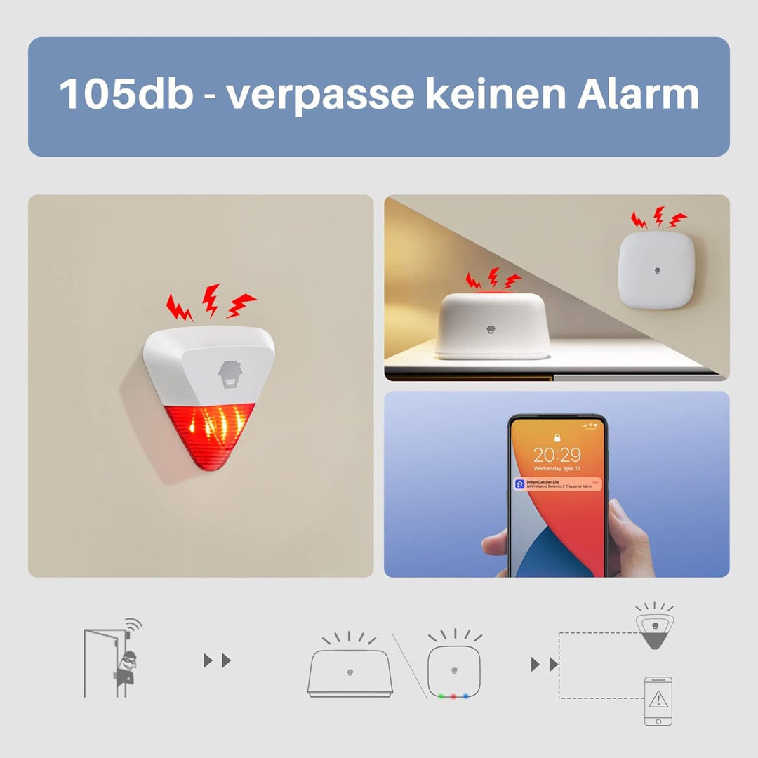 Chuango WS-280 - Aussensirene, 105 dB, Stroboskoplicht, kabellos mit wiederaufladbarem Akku, Schutzk