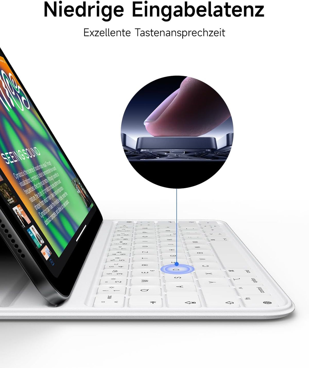 HOU Slim Bluetooth Tastatur Hülle für iPad 11. Gen 2025 (A16) & 10. Gen 2022 – Tastatur per iPad Auf