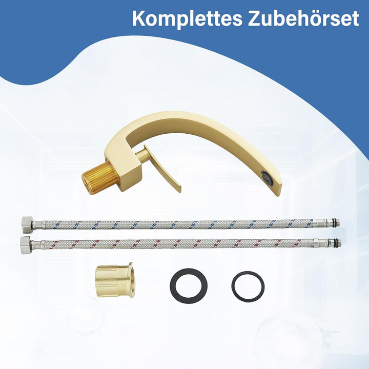 Wasserhahn Bad Waschtischarmatur Mischbatterie Waschbecken Armaturen Messing Badarmatur Matte Gold M