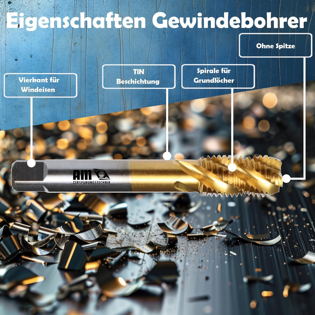 Gewindeschneider M3-M30 | Hochwertiger Gewindebohrer | Universeller Sacklochgewindebohrer Handgewind
