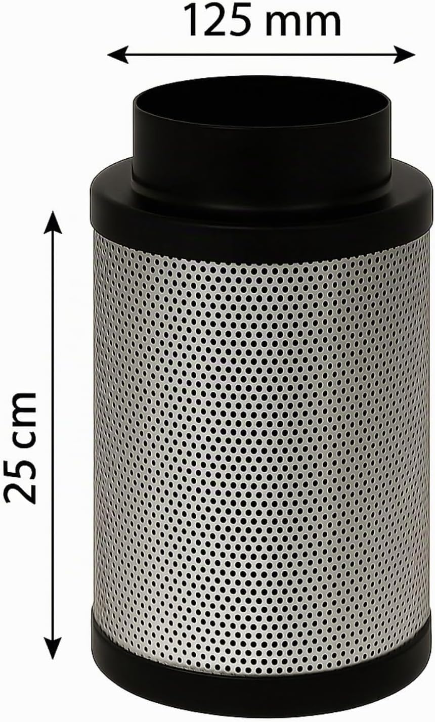Weedness Airontek Aktivkohlefilter Grow 300 m³/h 125 mm 25 cm - Anti Geruch Belüftung Geruchsfilter