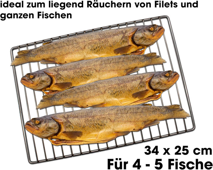 Angel-Berger Premium Räucherrost Flachrost Räucherzubehör 34 x 25 cm Edelstahl
