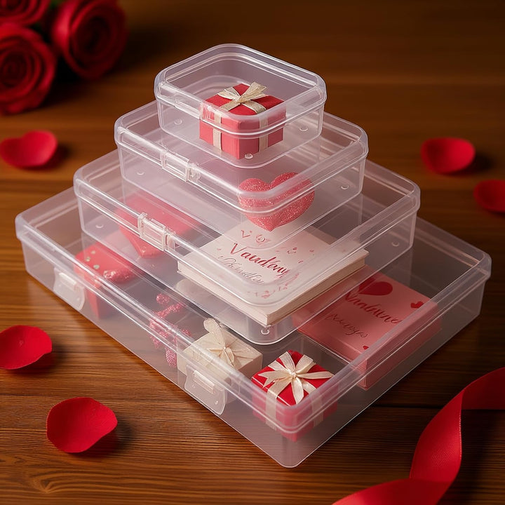 36 Stück gemischte Grössen rechteckige leere Mini-Organizer-Aufbewahrungsbox-Behälter mit Klappdecke
