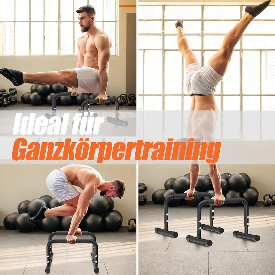 DH FitLife Verstellbare Bars (30-35cm) für Calisthenics | 2 Stufige Liegestützgriffe & Parallettes |