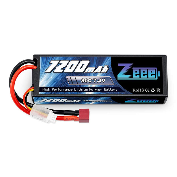 Zeee 2S Lipo Akku 7,4V 80C 7200mAh Hardcase Batterie mit T Stecker für RC Car RC Truck RC Auto Boot