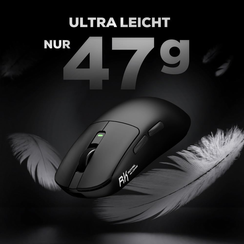 RK ROYAL KLUDGE M3 Wireless Gaming Mouse mit PAW3950 30K DPI Sensor, 47g Lightweight Maus Gaming, 8K
