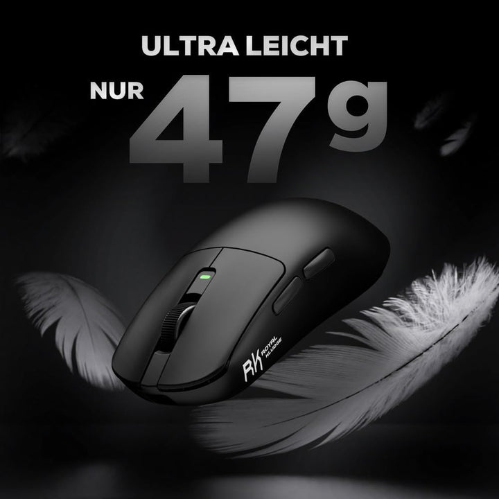 RK ROYAL KLUDGE M3 Wireless Gaming Mouse mit PAW3950 30K DPI Sensor, 47g Lightweight Maus Gaming, 8K