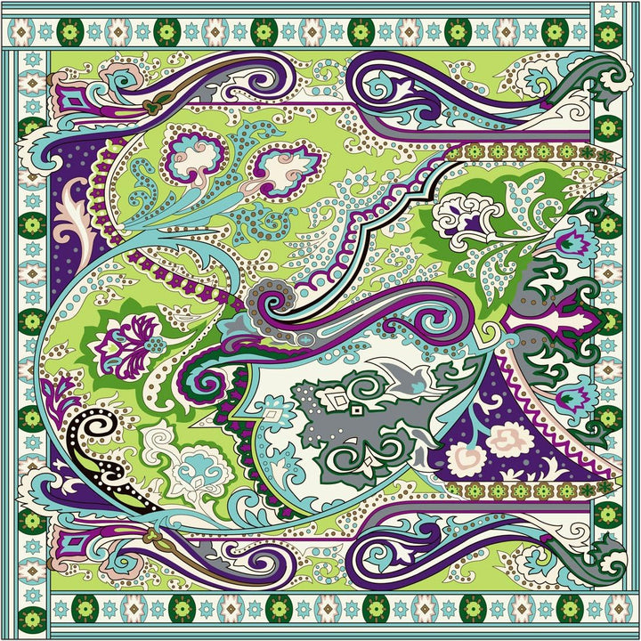 Lorenzo Cana Luxus Frauen Seidentuch aufwändig bedruckt Tuch 100% Seide 110 x 110 cm harmonische Far