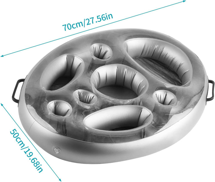 Aufblasbarer Getränkehalter, Schwimmende Tablett 70×50cm Aufblasbar Poolbar 8 Löcher Grosse Kapazitä
