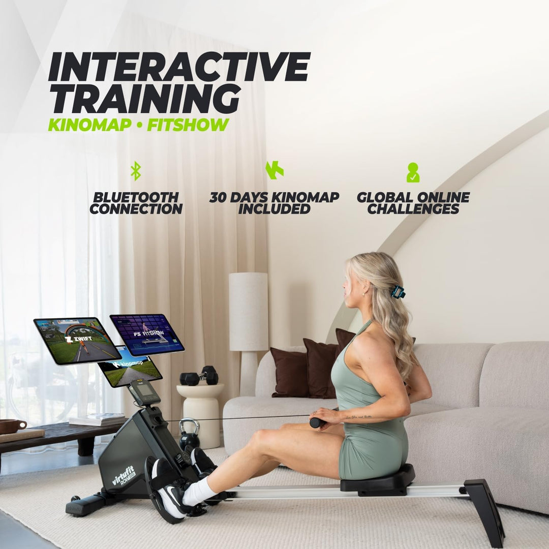 VirtuFit Row450 Rudergerät – Klappbar & Leicht – Transportrollen – Platzsparend Fitnessgerät für Zuh