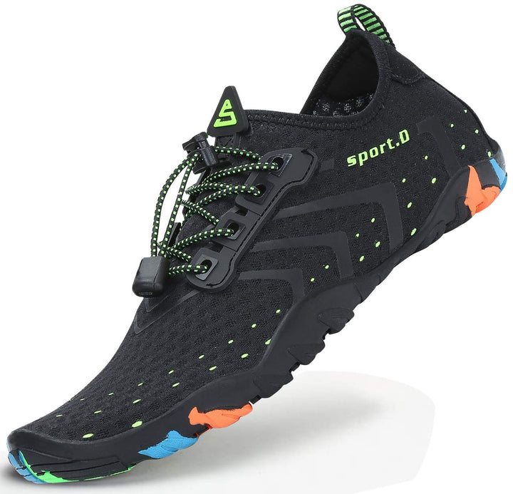 SAGUARO Unisex-Erwachsene Badeschuhe Atmungsaktiv Dicke Sohle Gr.36-46 42 EU Reines Schwarz, 42 EU R