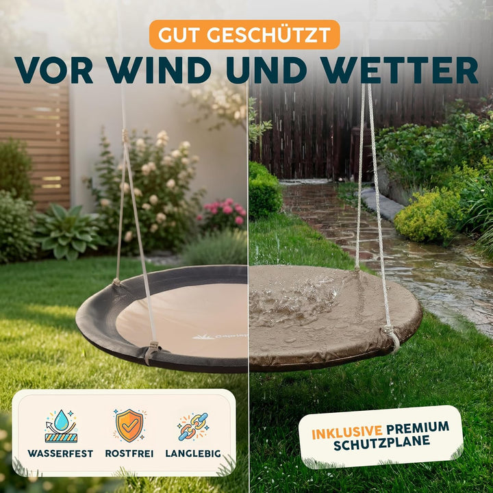 Nestschaukel Outdoor - [inkl. Abdeckhaube] - TÜV/GS geprüft - Höhenverstellbare Schaukel Outdoor und