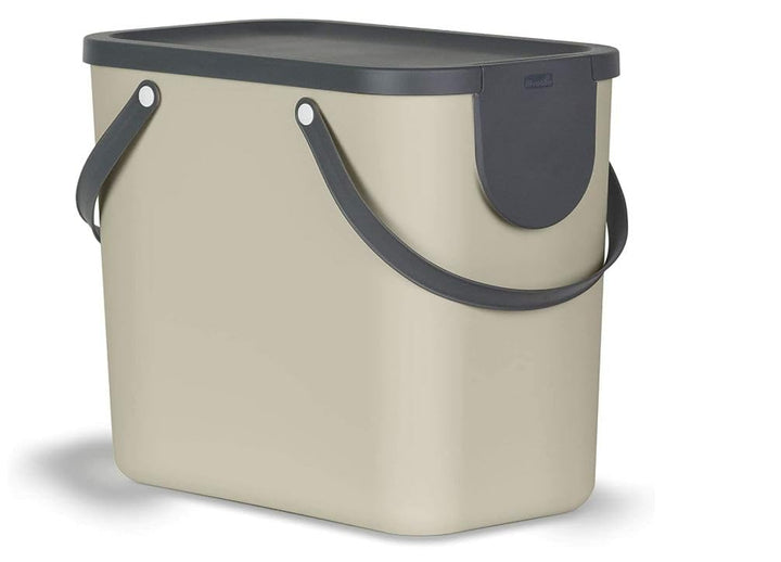 Rotho Albula Mülltrennungssystem 25l für die Küche, Kunststoff (PP) BPA-frei, cappuccino/anthrazit,