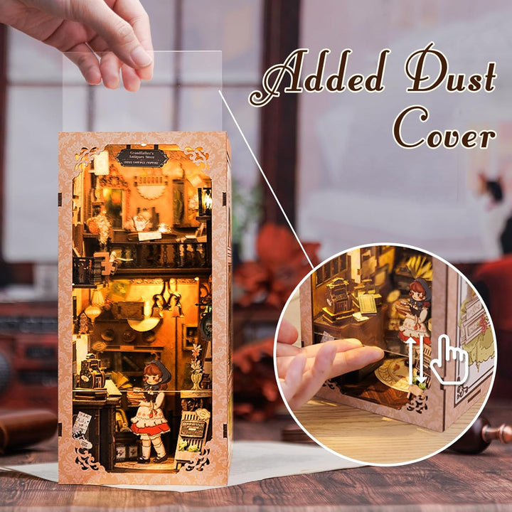 CUTEBEE DIY Book Nook Kit,Puppenhaus Miniatur Haus mit Möbeln and Staubschutz, Booknook Miniature Ho