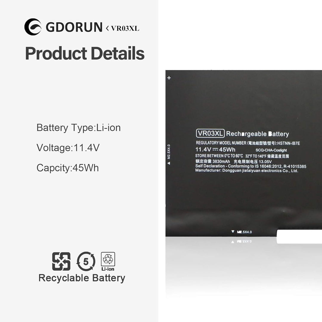 GDORUN 45Wh VR03XL Laptop Akku für HP Envy 13-D D061SA D040WM D010NR D040NR D099NR D044TU D008NA D00