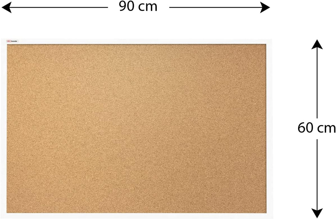 ALLboards Pinnwand mit Weissem Holz Rahmen 90x60cm Korktafel Korkwand Pinnwand Kork Farbiger Naturho