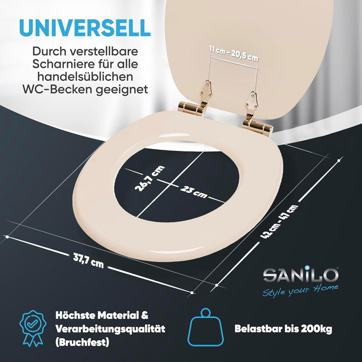 Sanilo WC Sitz mit Absenkautomatik, viele einfarbige Toilettendeckel zur Auswahl, hochwertige und st