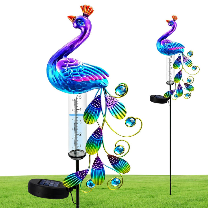 BYZESTY Regenmesser Für Garten Mit LED,H 102CM Regenmesser Frostsicher,Gartendeko Regenmesser,Regenm