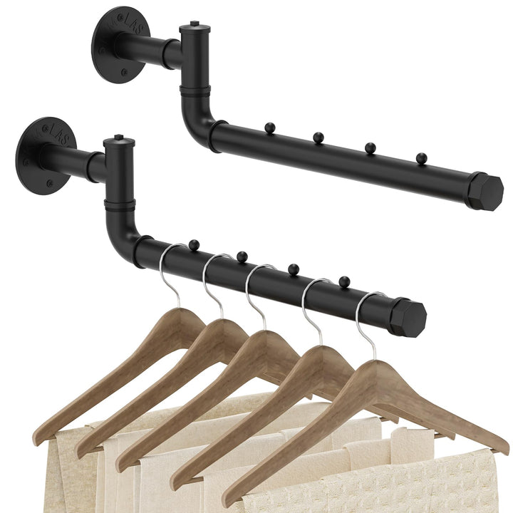OUTBROS Handtuchhalter Industrial, 40cm Kleiderständer Wandmontage, Schwenkstangen Wandgarderobe, 18