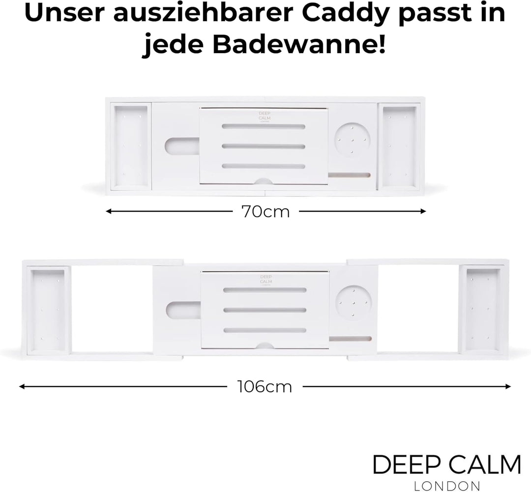 Deep Calm Badewannenablage - Verstellbares Bambus-Badewannenbrett - rutschfeste Badewannenablage Pas