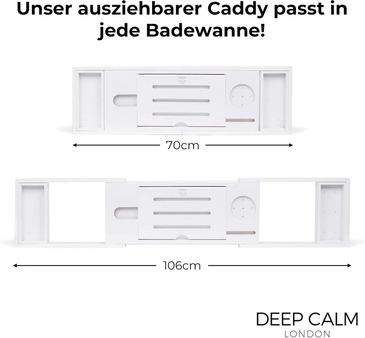 Deep Calm Badewannenablage - Verstellbares Bambus-Badewannenbrett - rutschfeste Badewannenablage Pas