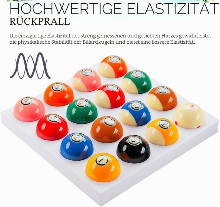 KONLLEN Phenolic Resin Billiard Balls Set 2-1/4'' Regulation Size Tournament Pool Balls Set Pool Tab