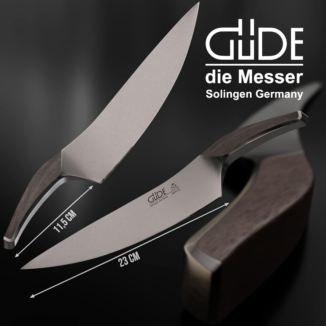 GÜDE Solingen - Kochmesser geschmiedet, 23 cm, Räuchereiche, SYNCHROS, Küchenmesser, Handmade German