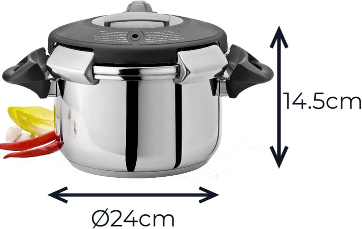 Artame Ovni Schnellkochtopf UFO, 6 l, Edelstahl, Silber