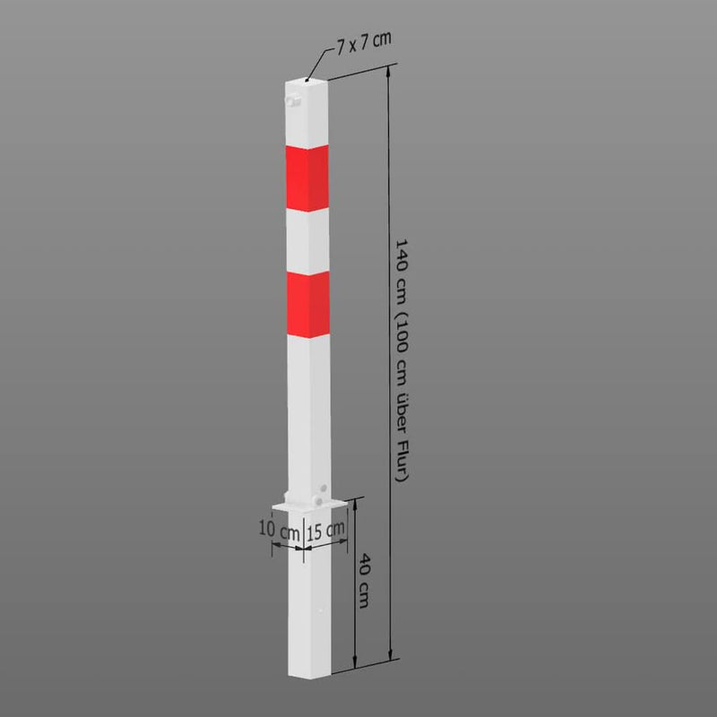 ROBUSTO Klapppfosten Vierkant, einbetonieren, abschliessbar mit Vorhängeschloss, rot/weiss, aus Stah