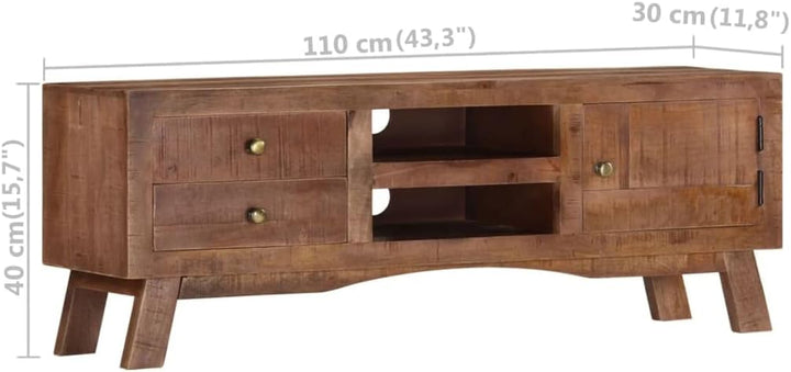 vidaXL Raues Mangoholz TV Schrank Rustikal Lowboard TV Möbel Tisch Board Sideboard Fernsehtisch Fern