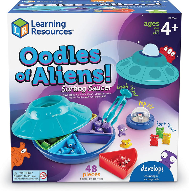 Learning Resources Oodles of Aliens! UFOs sortieren, EIN Spiel zum Farbensortieren für Kinder ab 3 J