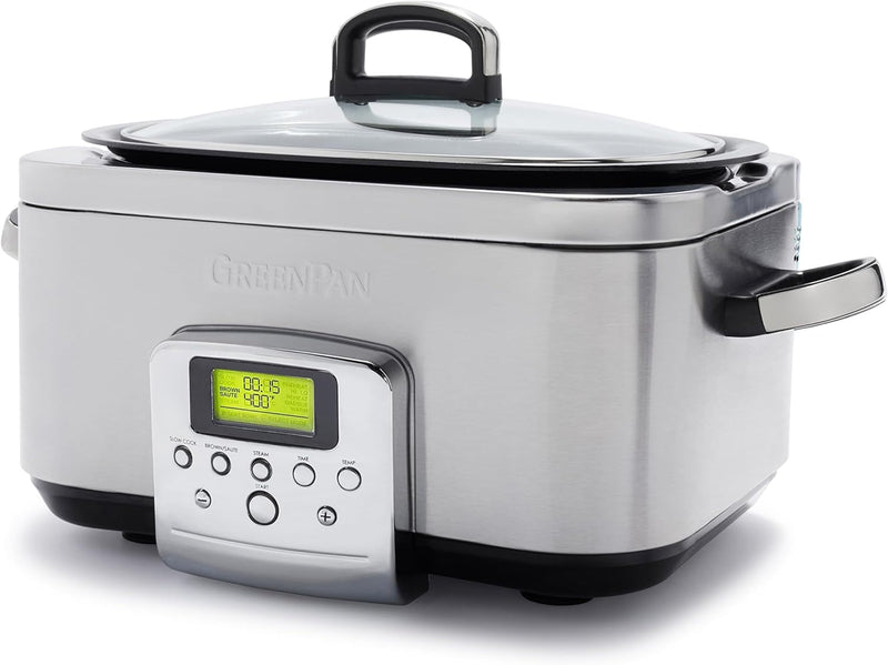 GreenPan Elite 8-in-1 Programmierbarer 6L Slow Cooker Multikocher,Spülmaschinenfester Deckel & Topf,