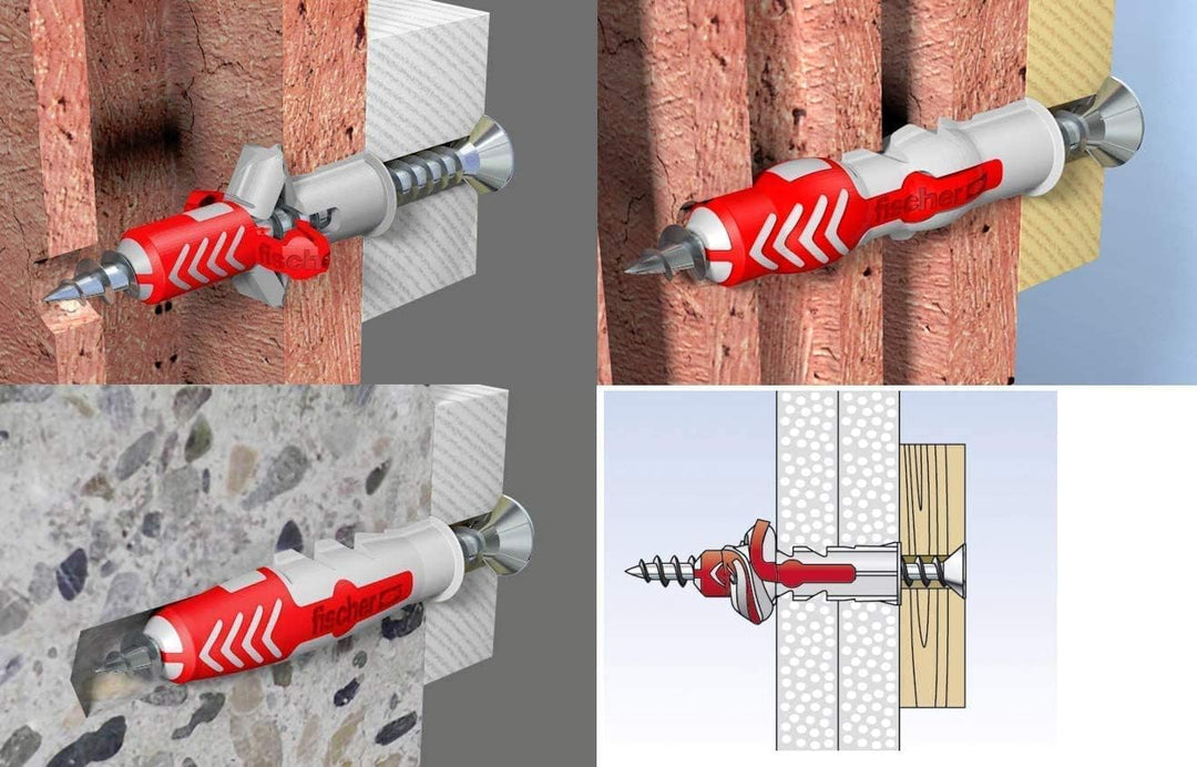 fischer FixTainer DuoPower mit Schraube, Dübelbox mit 210 Schrauben &amp; DuoPower Dübeln (60 Stk. 6 x 3