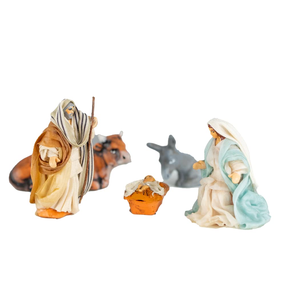 Holyhome Geburt 5 Stück 6 cm (2,36 Zoll) - Neapolitanische Krippe Terrakotta, gekleidet, hergestellt