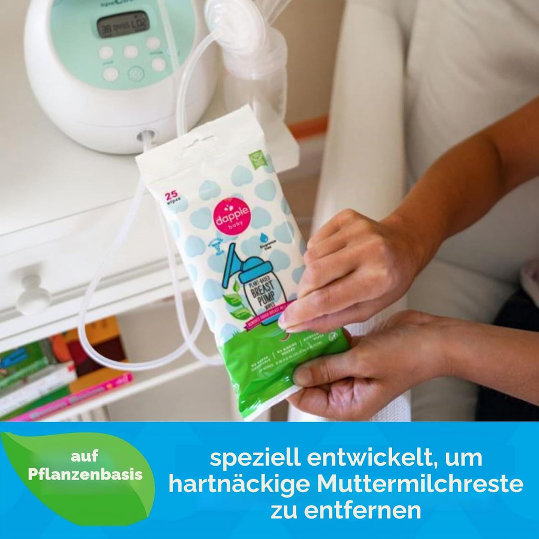 Dapple Baby Milchpumpentücher 25 Stück, parfümfrei, pflanzlich und hypoallergen, entfernt Milchrücks