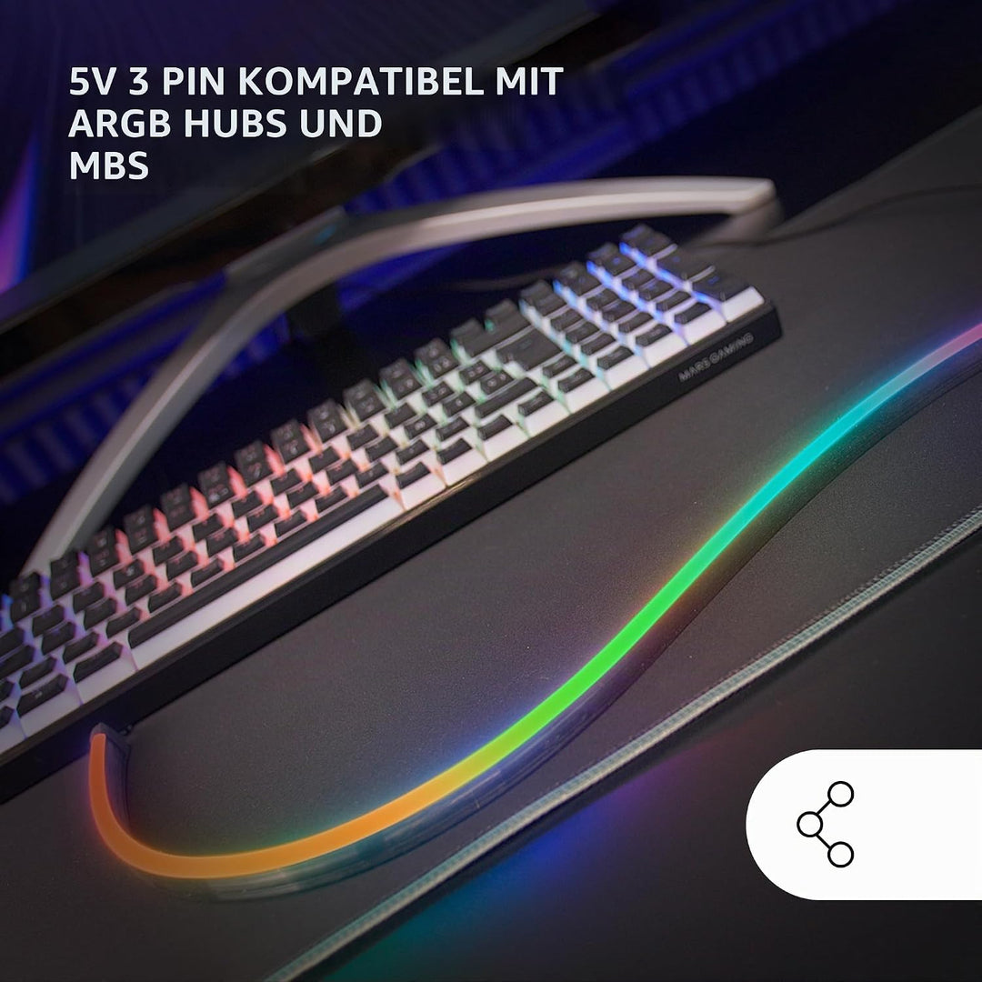 Mars Gaming MLT-ONE, NEON ARGB 550mm LED Strip, 5V 3 Pin Kompatibel mit Hubs und MB ARGB, Flexibler