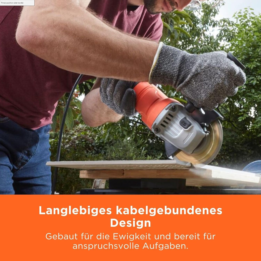 Black+Decker Winkelschleifer (710 W, 115 mm Scheibendurchmesser, Nullspannungsschalter, Sanftanlauf,