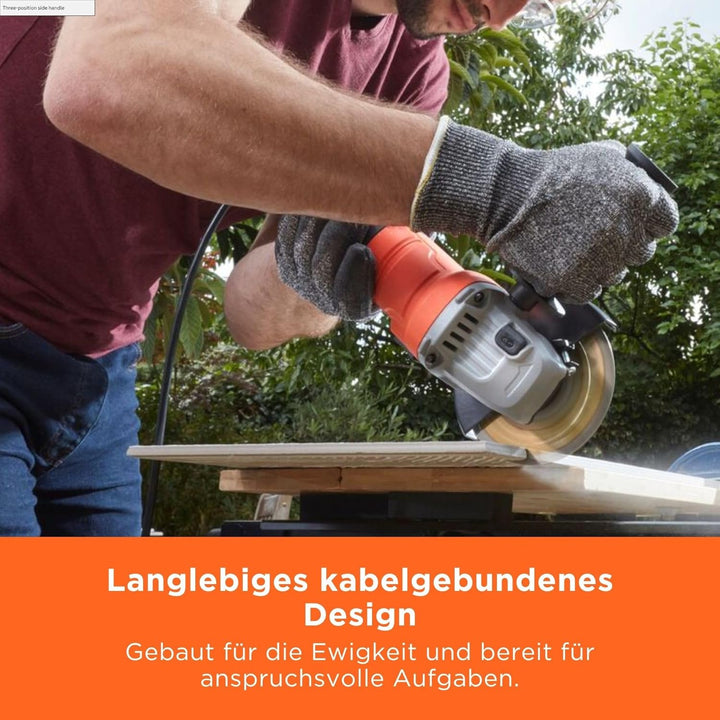 Black+Decker Winkelschleifer (710 W, 115 mm Scheibendurchmesser, Nullspannungsschalter, Sanftanlauf,