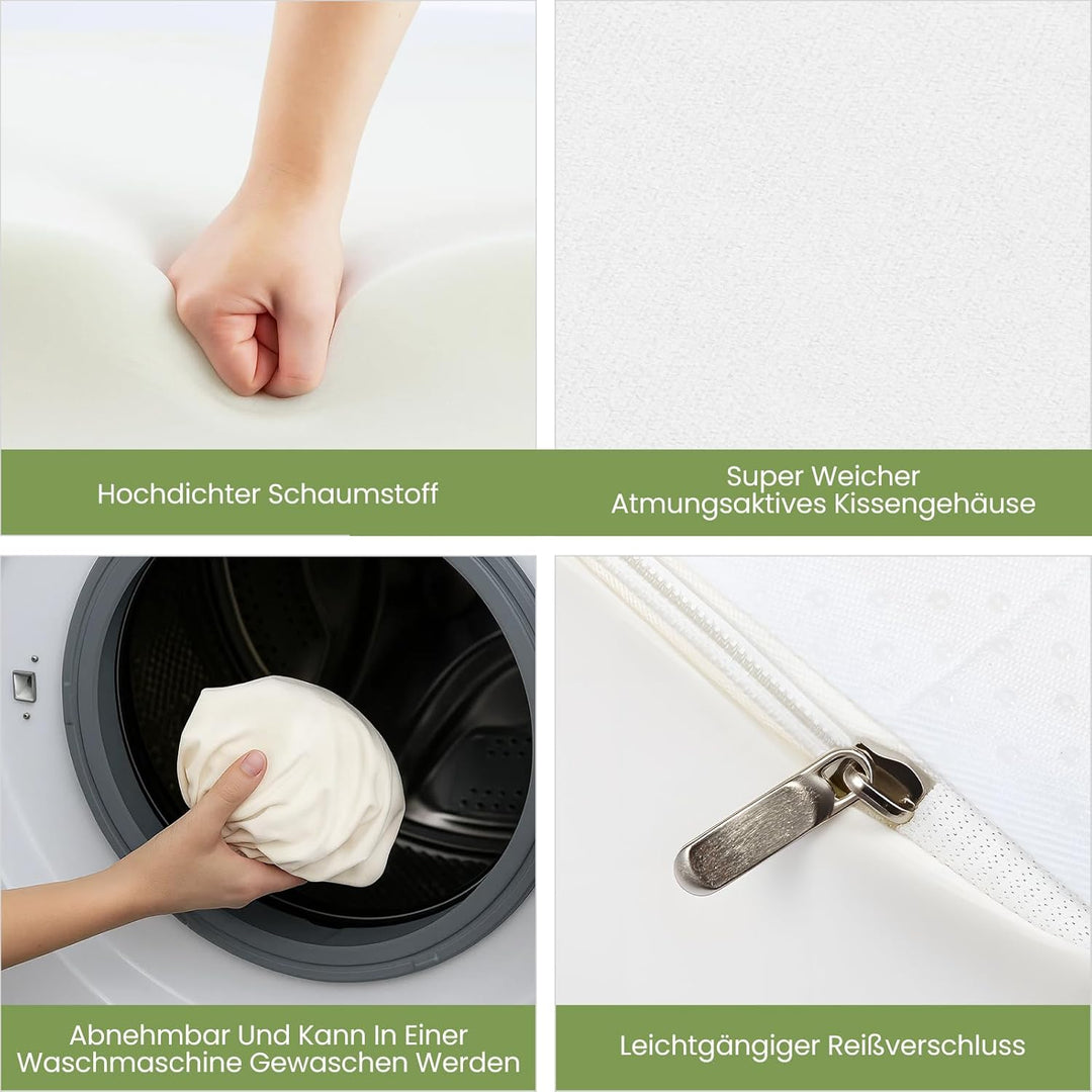 Premium Keilkissen für Bett &amp; Sofa – 2-Zonen-Komfortsystem | Reflux- &amp; Schlafhöherlagerungskissen |