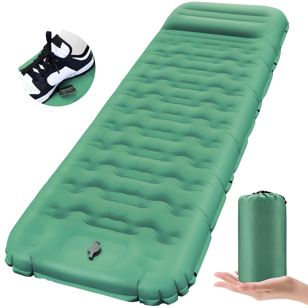 Isomatte Selbstaufblasend mit Fusspresse Pumpe, 12cm Verdicken Isomatte Camping, Ultraleicht Luftmat