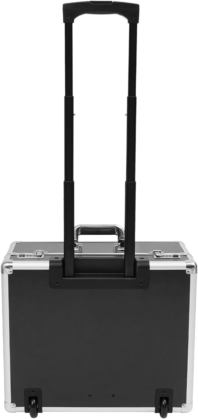 Pilotenkoffer 48,5×23×39 cmRollbarer Aktenkoffer mit Teleskopstange Rollen &amp; Kombinationsschloss Sic