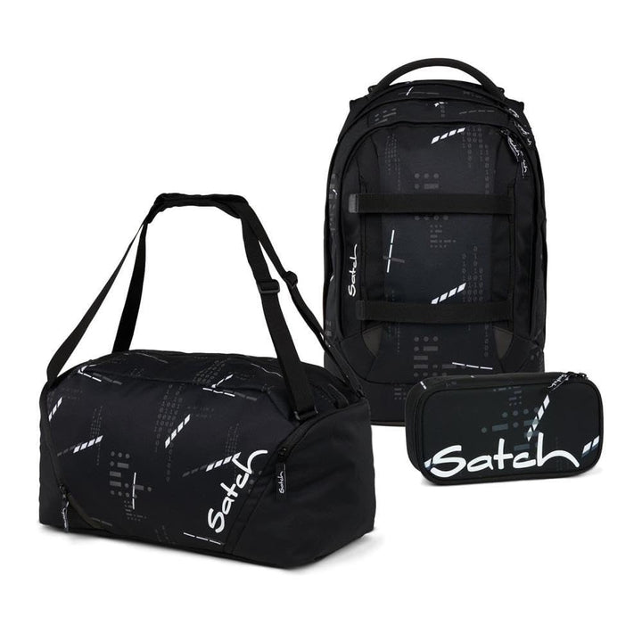 Satch Pack Schulrucksack Set 3tlg. inkl. Schlamperbox und Sporttasche (Ninja Matrix), Ninja Matrix