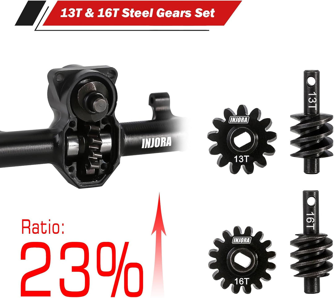 INJORA Vorder- und Hinterachse ProSteer Doppelgelenk Achse für 1/24 RC Crawler Axial SCX24 Upgrade