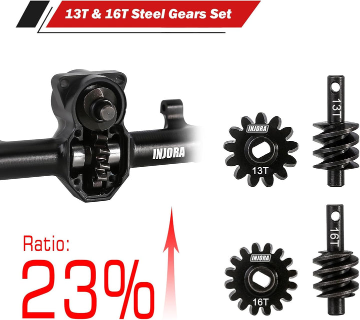 INJORA Vorder- und Hinterachse ProSteer Doppelgelenk Achse für 1/24 RC Crawler Axial SCX24 Upgrade