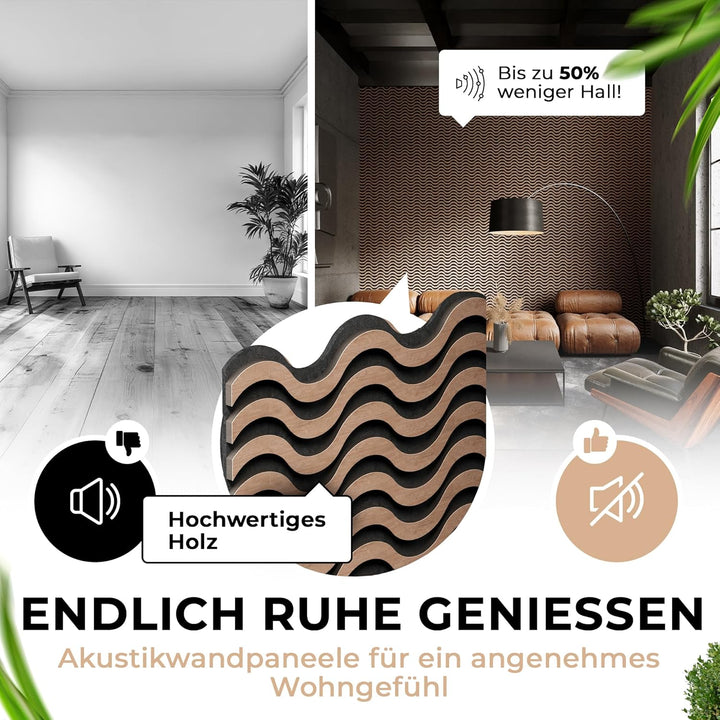 Good Materialzz® Akustikpaneele selbstklebend,115x60x5 cm (2er set), Wandpaneele,Wandverkleidung inn