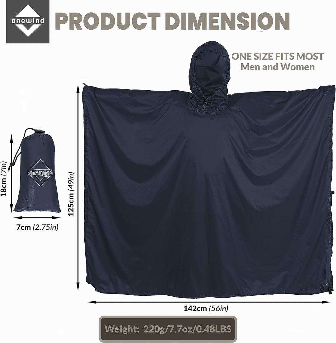 onewind Rucksack Regen Poncho Ultraleichte Kapuze Regenmantel S Dunkelgrau-226cm*142cm, S Dunkelgrau