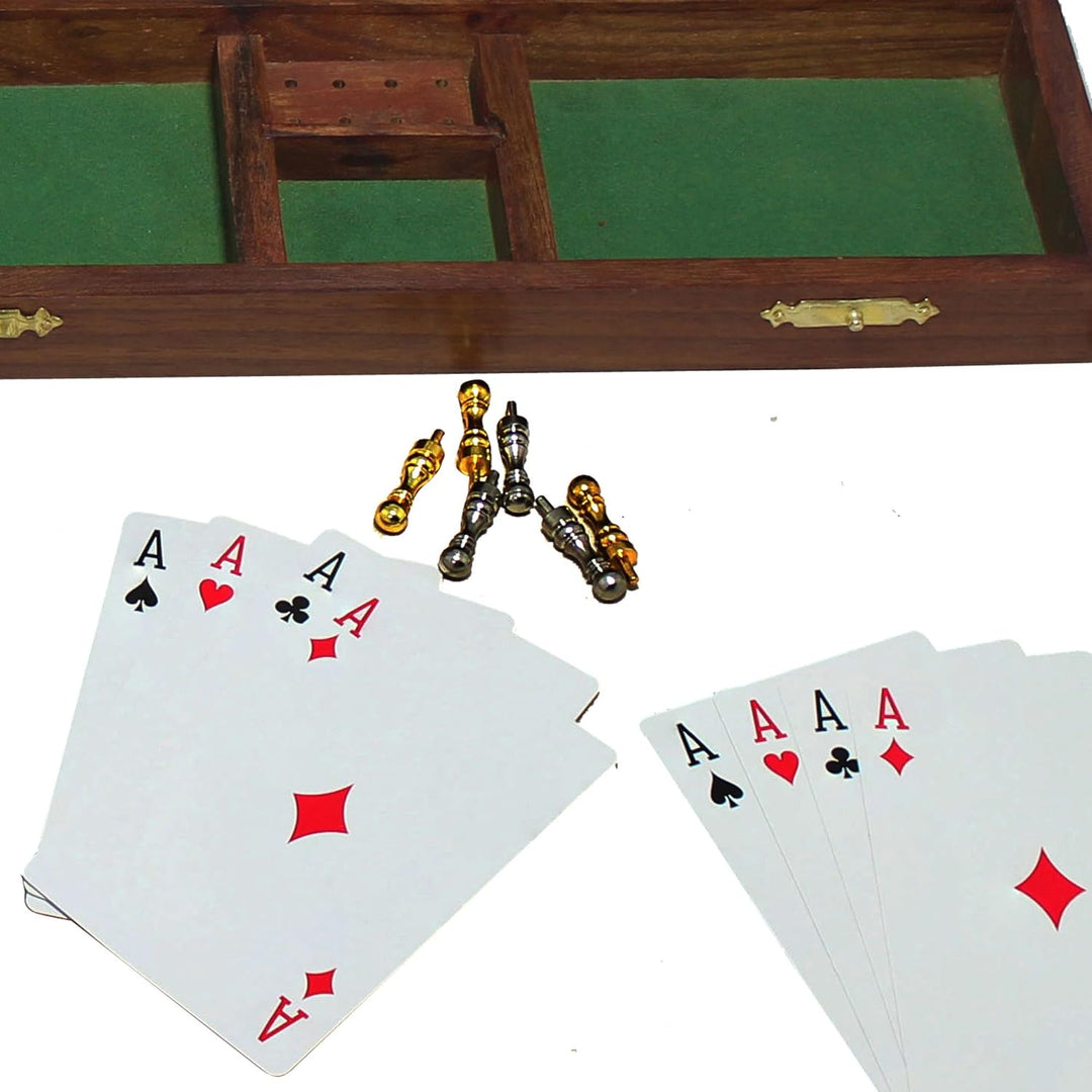 Weihnachtsgeschenke 2 Strecke hölzernen Cribbage Board und Stifte-Set mit 2 Decks Spielkarten