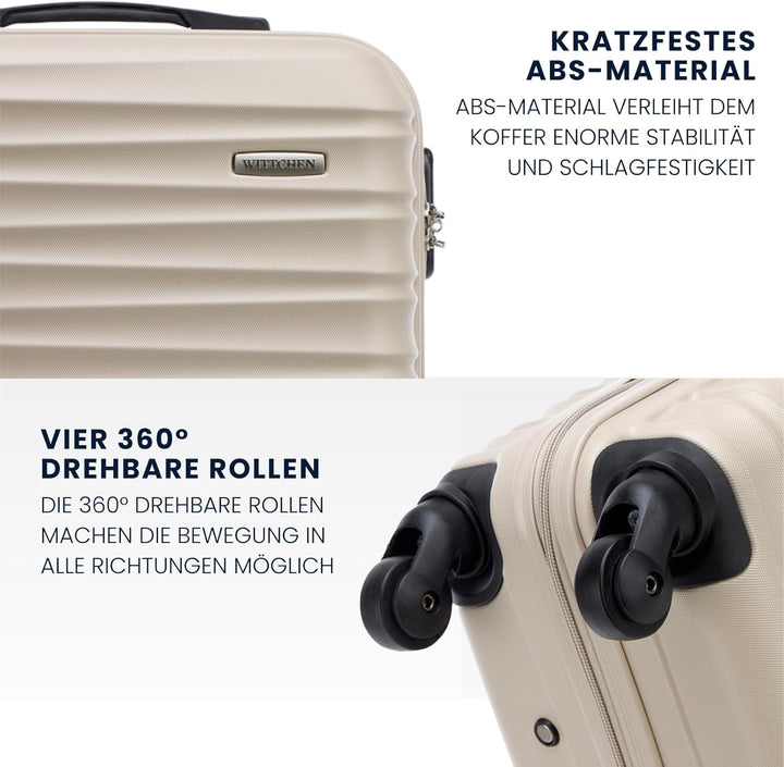 WITTCHEN Reisekoffer 4er Koffer-Set Rollkoffer Trolley Handgepäck Hartschale aus ABS mit 4 Spinner-R