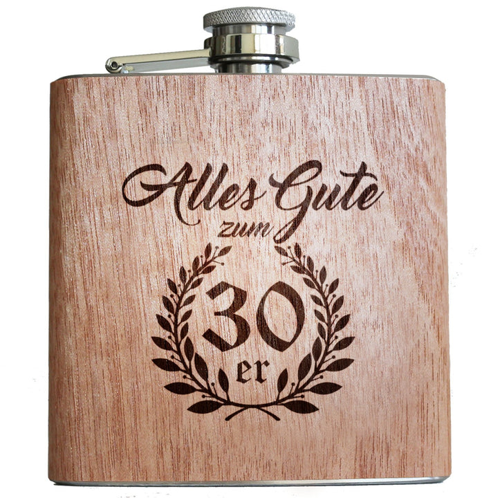 Pixelstudio Holz Flachmann Geschenk zum 30. Geburtstag | 30er für Männer Mann Freund Vater Papa und