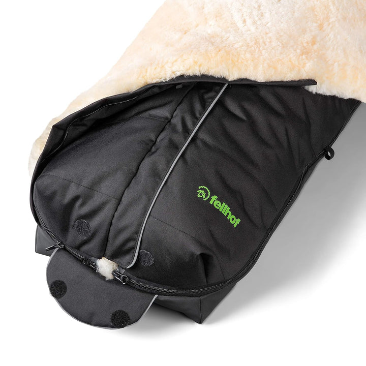 Fellhof 108301 Lammfell Fusssack Cortina, OEKO-TEX® Standard 100 zertifiziert, 45x97 cm, wind- und w